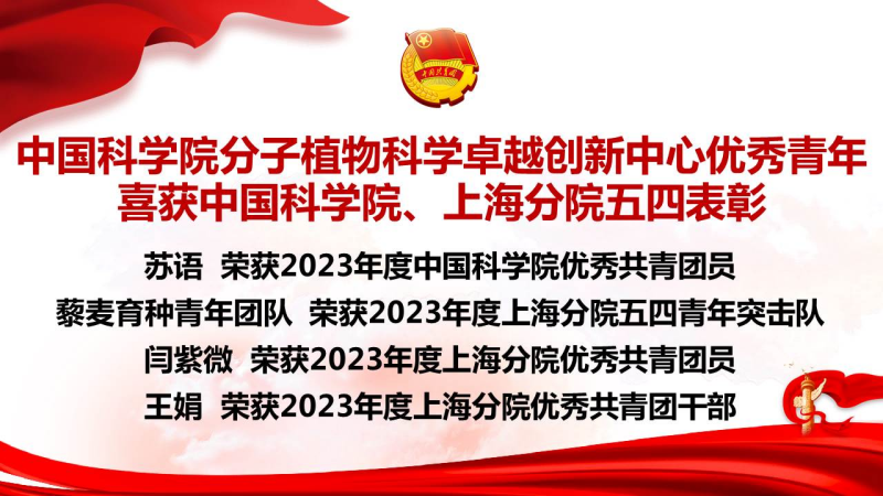 中国科学院分子植物卓越中心优秀青年集体和个人喜获中国科学院、上海分院五四表彰